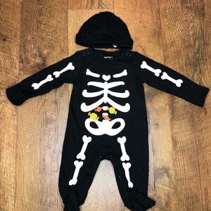 Carter’s Baby Skeleton One Piece Unisex Halloween Candy Hat 3 months